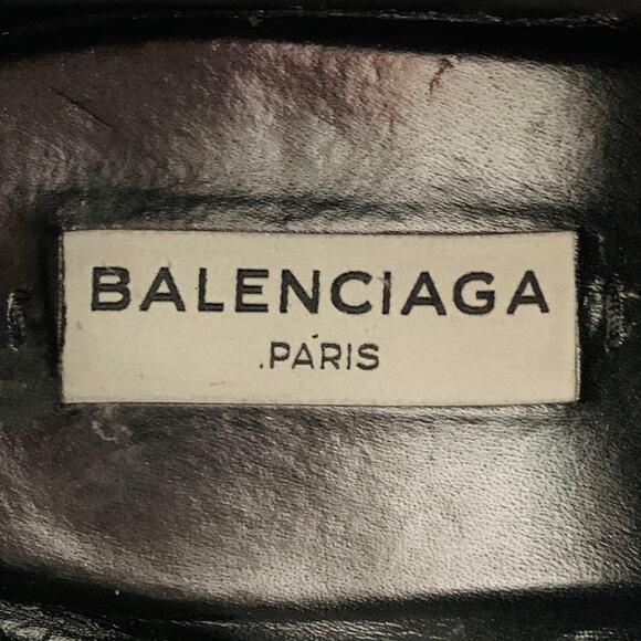 BALENCIAGA Size 9 Black Leather Perforated Wingtip Chelsea Boots - Picture 7 of 10